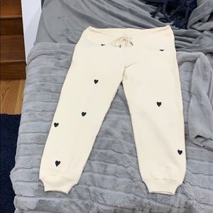 The Great. cropped sweatpants w/ heart embroidery